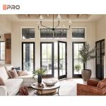 French Style Steel Frame Glass Swing Door With Hinges Powder Coated