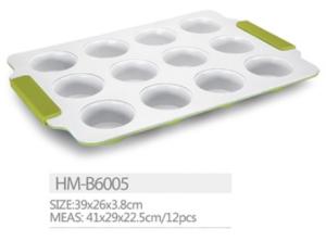 Wholesale Ceramic Coated Non-Stick Round Cake Mini Muffin Pan 6cups 12cups with silicone handle from china suppliers