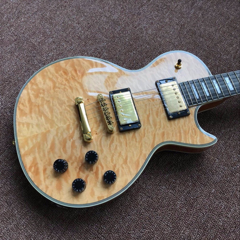 New standard LP CUSTOM SHOP Hot sale LP custom electric guitar flame maple cover natural color gold hardware