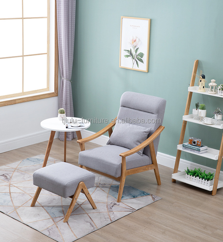 Solid Wood Lounge Arm Chair For Living Room Classical Nordic Leisure Chair NO Folded Mail packing