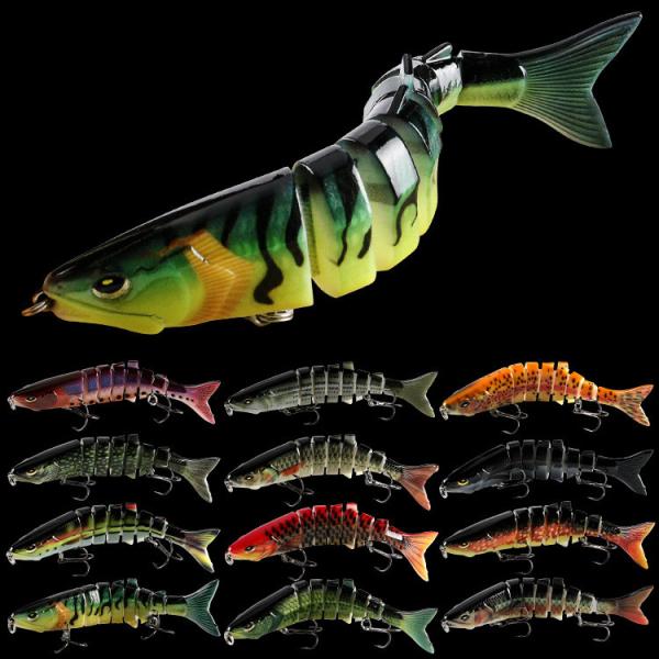12 Colors 12CM/20g 3D Eyes Plastic Bait Submerged Minnow Eight Multi Jointed