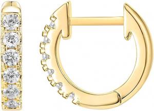 China GZ 14K Gold Plated Cubic Zirconia Cuff Earrings Huggie Stud Tiny Hoop Earrings on sale