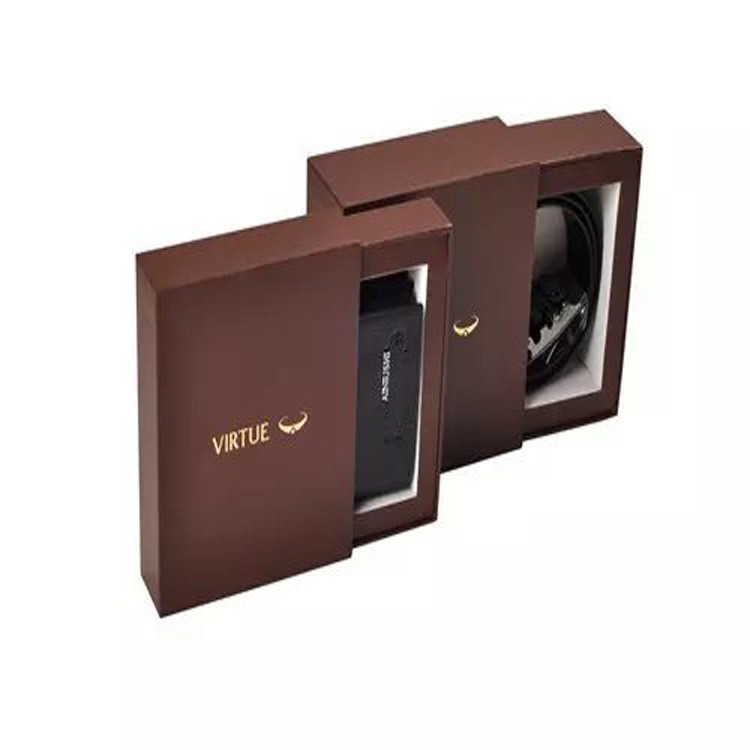 bespoke coffee drawer wallet gift box leather belt sliding packaging box