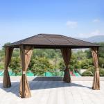 14x12 12x12 Outdoor Hardtop Gazebo Garden Galvanized Steel Metal Double Roof