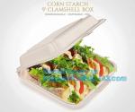 9 inch 3 compartment black food container corn starch clamshell,Corn Starch Food
