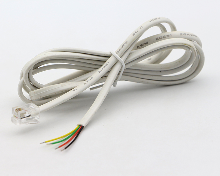 OEM 1m 2m 3m White RJ9 RJ11 Male 4p4c to Stripped Tinned Wire Open End Cable
