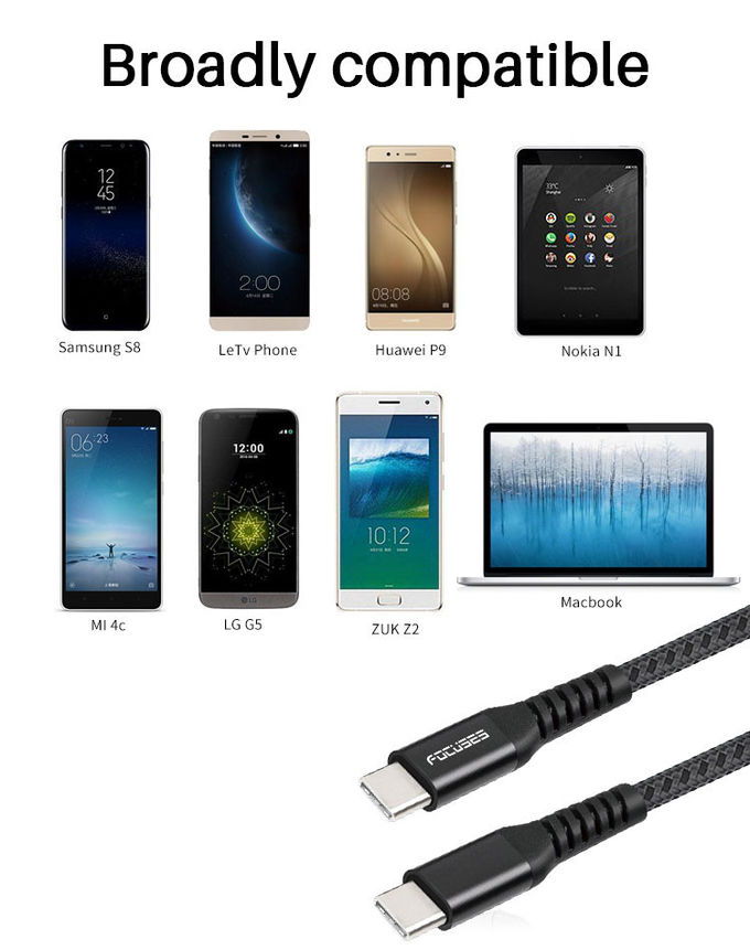 5A 100W USB 3.0 Fast Charging Cable Braided Charging Cable For Android