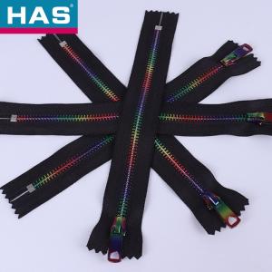 Wholesale Brass Colored Metal Zippers #5 #10 Rainbow Teeth Zippers For Clothing from china suppliers