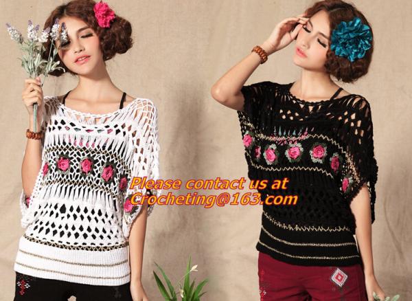 Handmade Crochet Multicolour Three-Dimensional Rose Cutout Knitted Sweater Pull