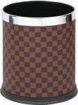Double Layer PU Leather Cover Round Plastic Trash Can
