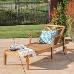 Outdoor Patio Adjustable Wood Chaise Lounge Recliner | Textilene Lounge Chair |