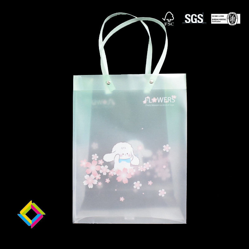Custom Paper Bags Window Rose Bouquet Flower Hand Bags Gift Packaging With PVC Transparent Window