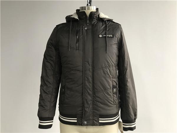 Quality Chocolate Textured Bomber Puffer Jacket Detachable Hood For Menswear Tw58230 for sale
