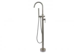 Wholesale Modern Free Standing Bathtub Shower Mixer Taps Floor Mounted Tub Shower Faucets With Hand Sprayer  Dual handle fuacet from china suppliers