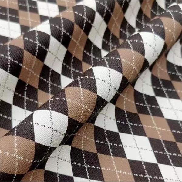 Handbag Custom Printed Patterned Faux Leather Fabric PVC Geometric Diamond