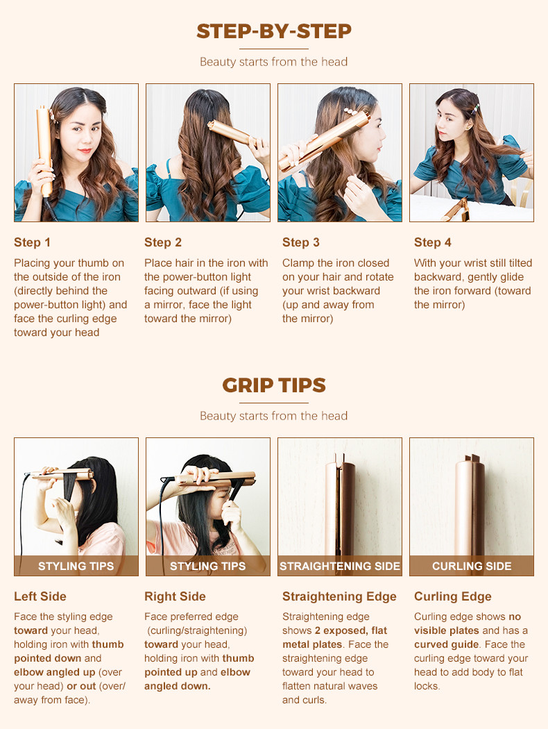 2 In 1 Curling Iron And Anion Hair Straightener LED Dual Ceramic Titanium Plate