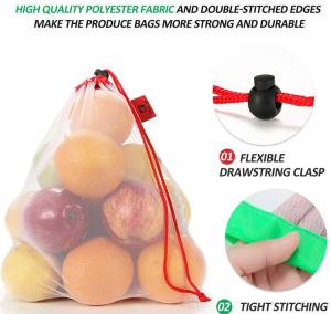 Wholesale GOTS Compostable Nylon Mesh Drawstring Bags , SGS Reusable Vegetable Storage Bags from china suppliers