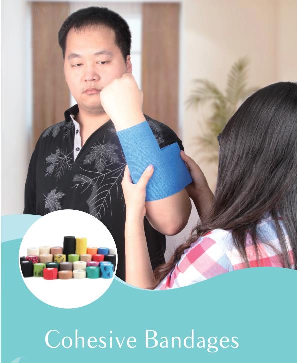CE Class I Cotton Flexible Disposable Cohesive Bandage Wrap for Sports, Hand & Leg Guard