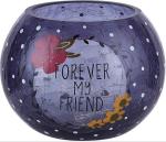 Unique Decorative Round Colored Cracked purple Glass Candle Holder with Decaling