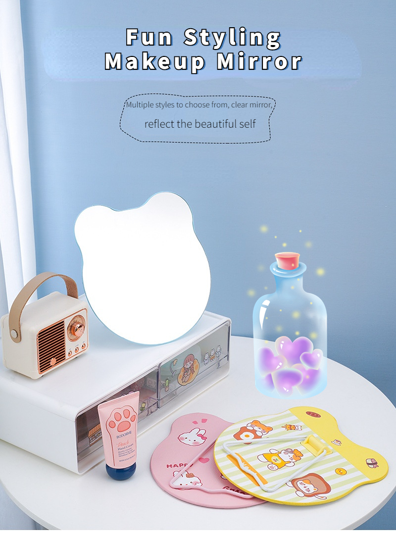 Customizable Lighted Pocket Mirror for Little Lady's Dressing and Makeup Touch-Ups