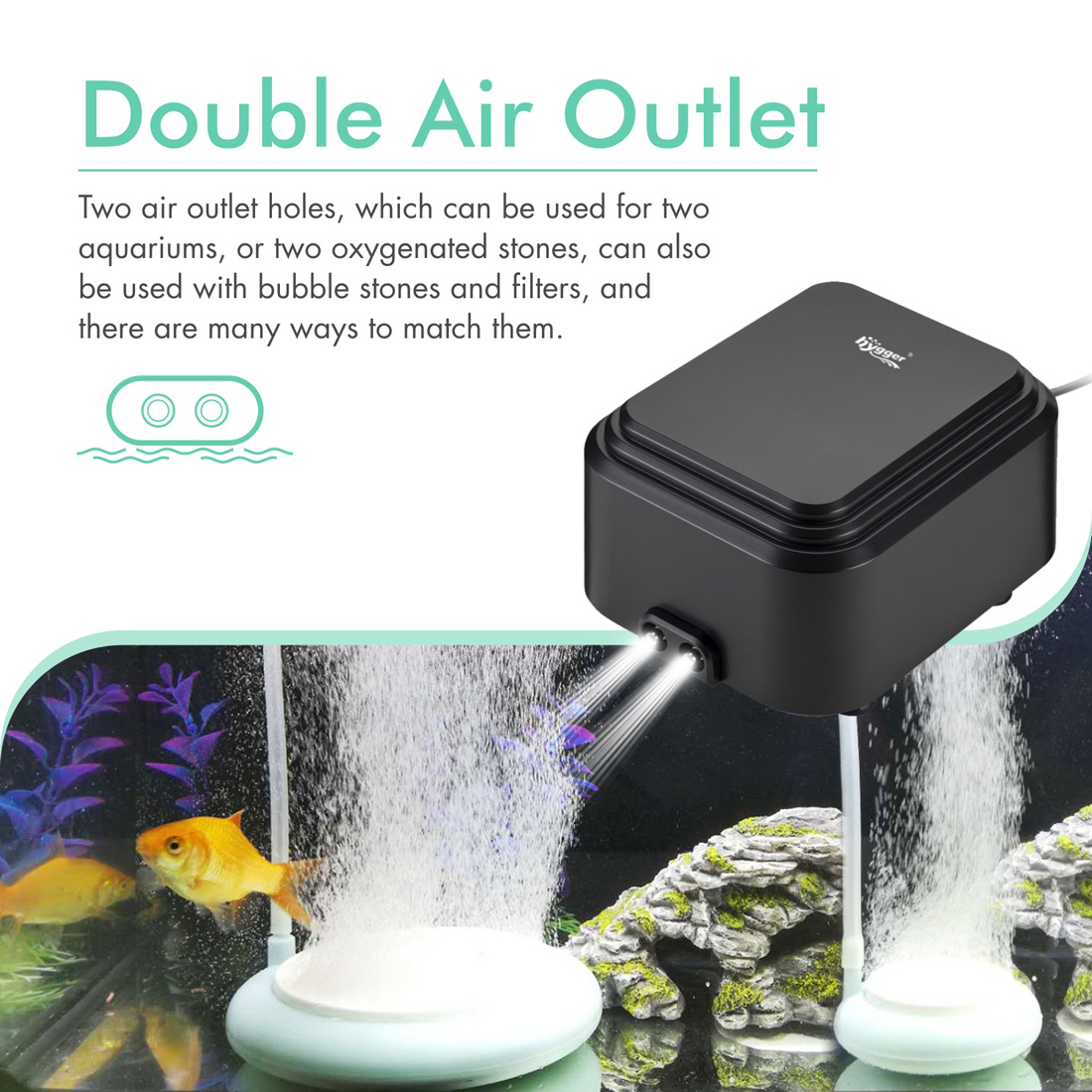 10W Dual Aquarium Oxygen Pump For 500 Gallon Tank
