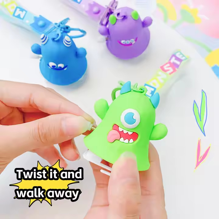 Monster Family Bag Toy Keychain Light Rubber With Gravure And Offset Printing