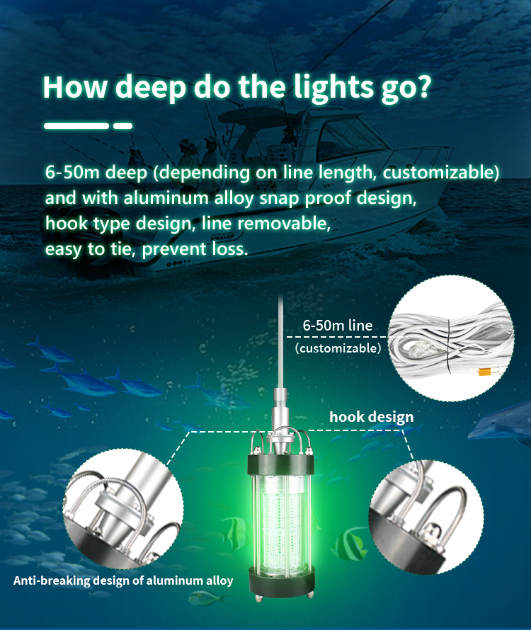 200W 1000W Submersible Fishing Light Outdoor Working Light AC220V