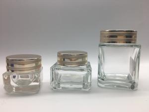 Wholesale High End Glass Cosmetic Jar 20g 50g 110g Thick Bottom Square Shape from china suppliers