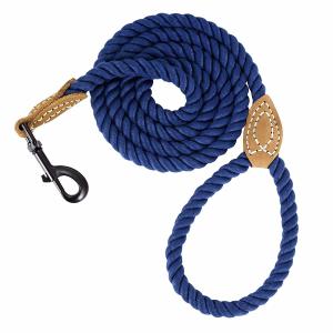 Wholesale Braided Cotton Dog Leash With Leather Tailor Handle Heavy Duty Metal Sturdy Clasp from china suppliers