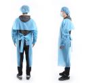 Disposable CPE gown 25-35gsm Machine Made Thumb Looped Blue Yellow CPE Coat