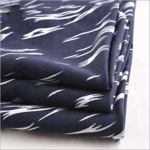 China Rusha Textile Soft Knit Polyester Lycra DTY Stretch Jersey Printed White And Navy Blue Fabric on sale