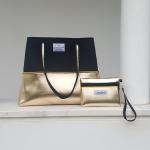 Gold Digger neoprene beach bag, travel pouch and tote bag with purse, summer bag