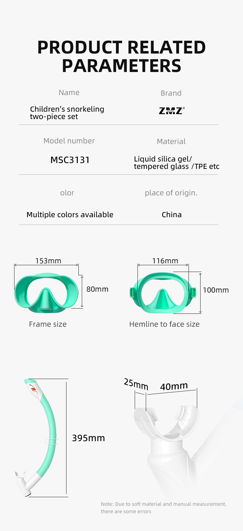 Waterproof Children'S Scuba Snorkel Mask Sets Customized