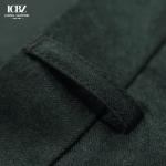 Black Blue Fabric Zipper Work Pants Trousers for Men 70% Wool Stretchable Cotton