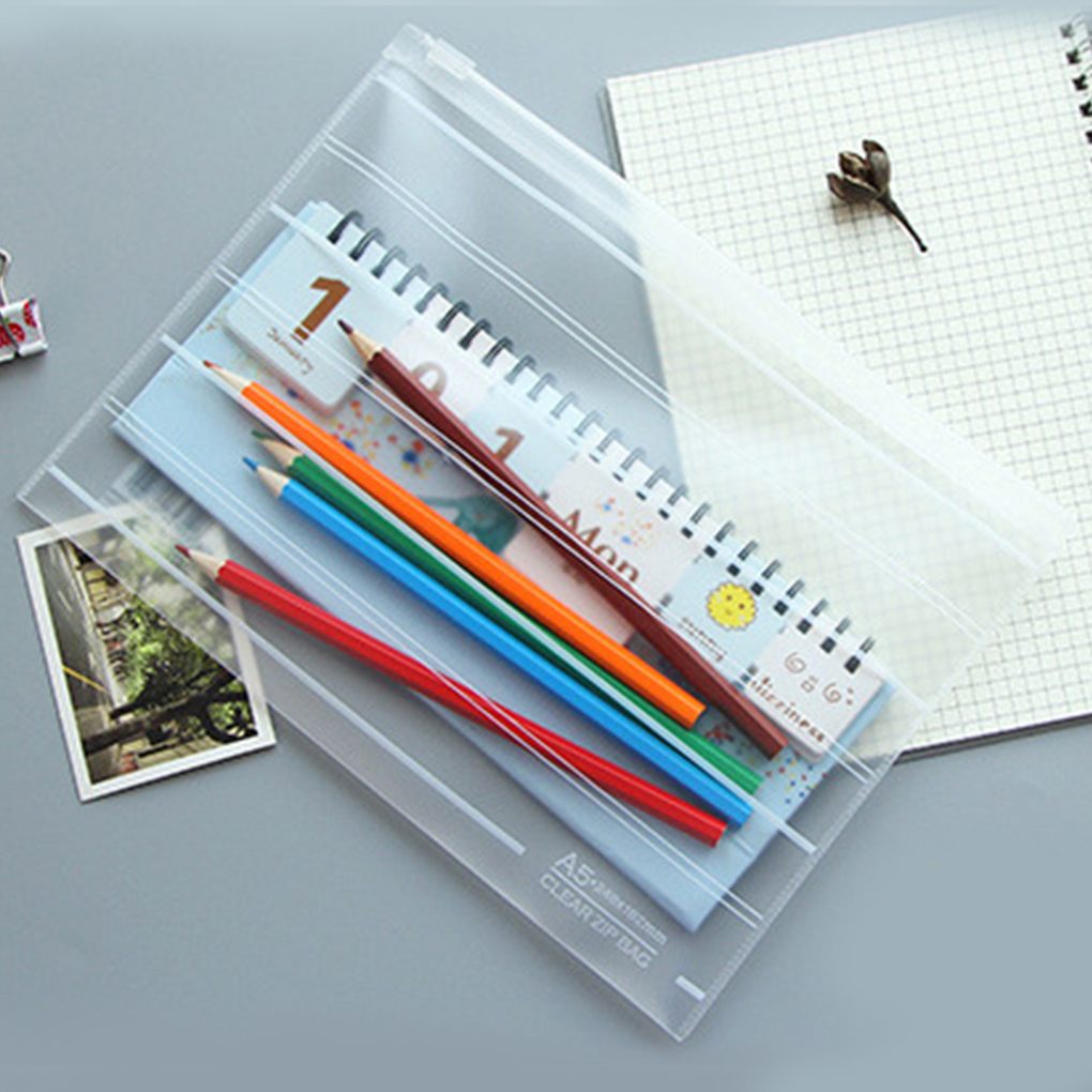 Custom Waterproof  Pull Sheet Transparent Stationery File Protection Zipper Pvc File Bag