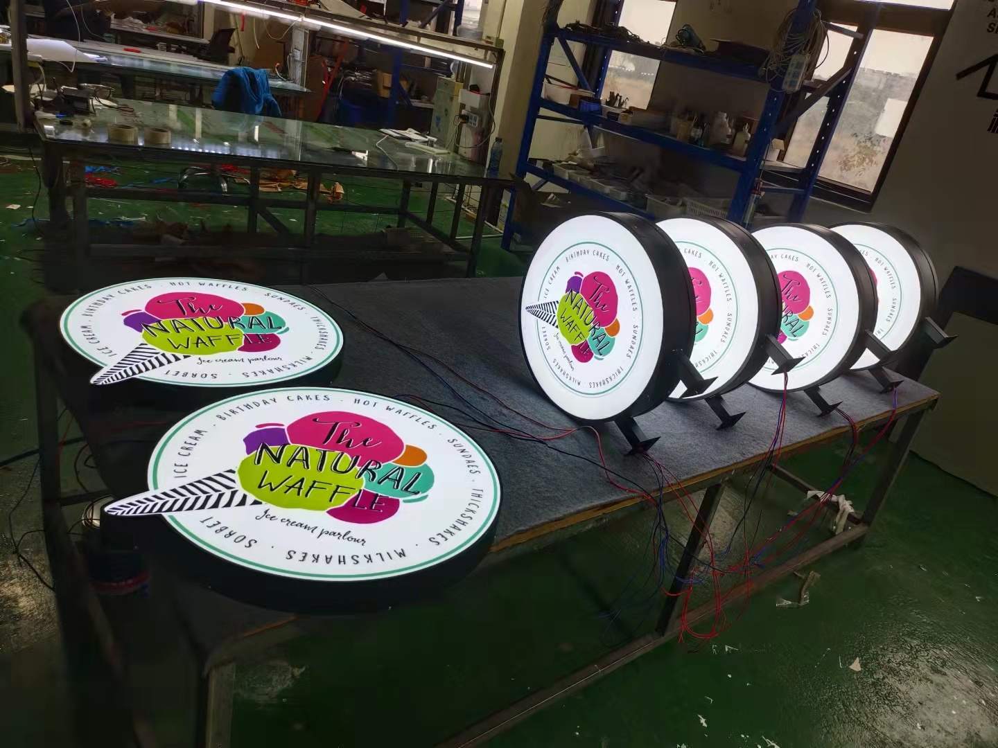 High quality outdoor Double sided round shape wall mount 3d led advertising acrylic light box sign