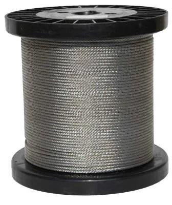 T316 - 1/8"Stainless Steel Cable (7x7 Strands) 7x19 Strands Construction SS