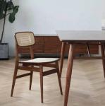 Modern Design Nordic Style Solid Wood Rattan Seat Chair OEM Service