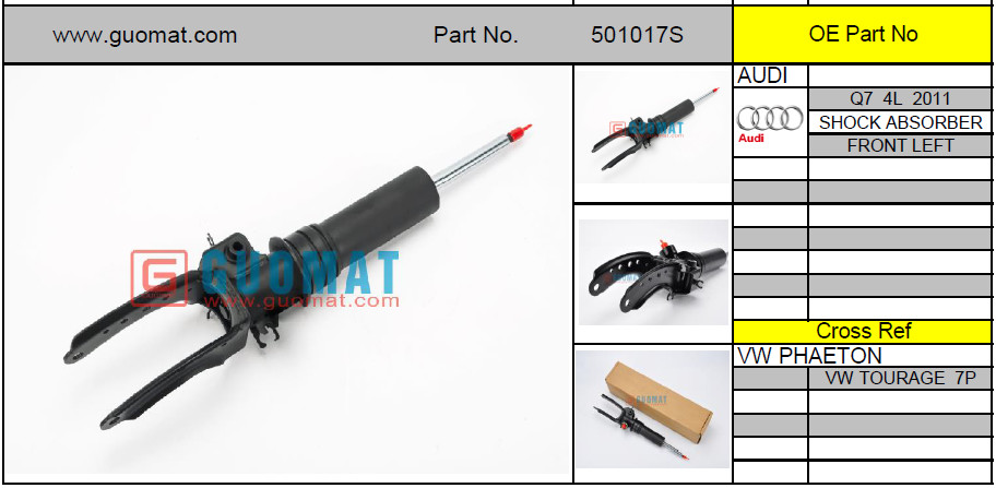 Q7 4L 2011 Front Left Audi Air Suspension Parts Shock Absorber 7P6616039K