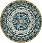 Round Polyester Fiber Living Room Floor Carpets Ancient Ethnic Style 80*80cm