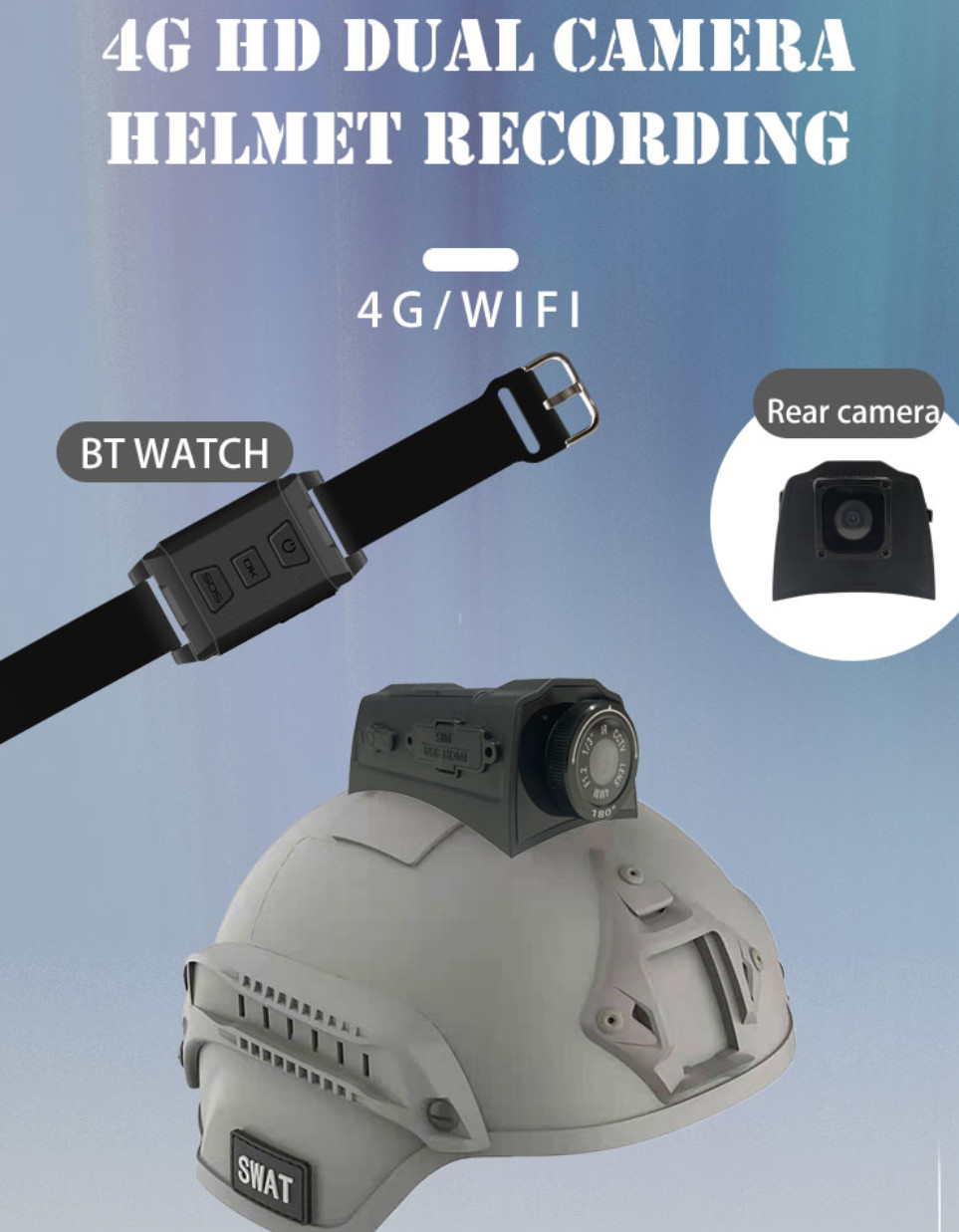 Military Tactical Helmet Personal Body Cameras with PTT Intercom GPS Tracking