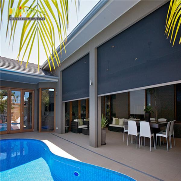 Motorized Retractable Window Awnings Outdoor Sunscreen Roller Blinds Fabric UV