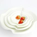 LFGB Salad Irregular Plain Pure White Porcelain Bowls Custom Logo