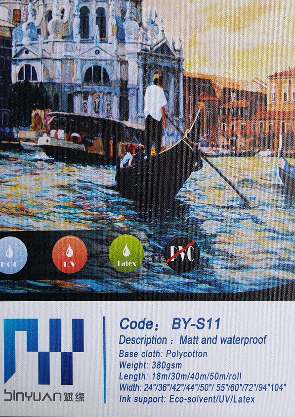 BY-S11 Digital printing canvas waterproof glossy inkjet Poly cotton canvas art print for Interior decoration