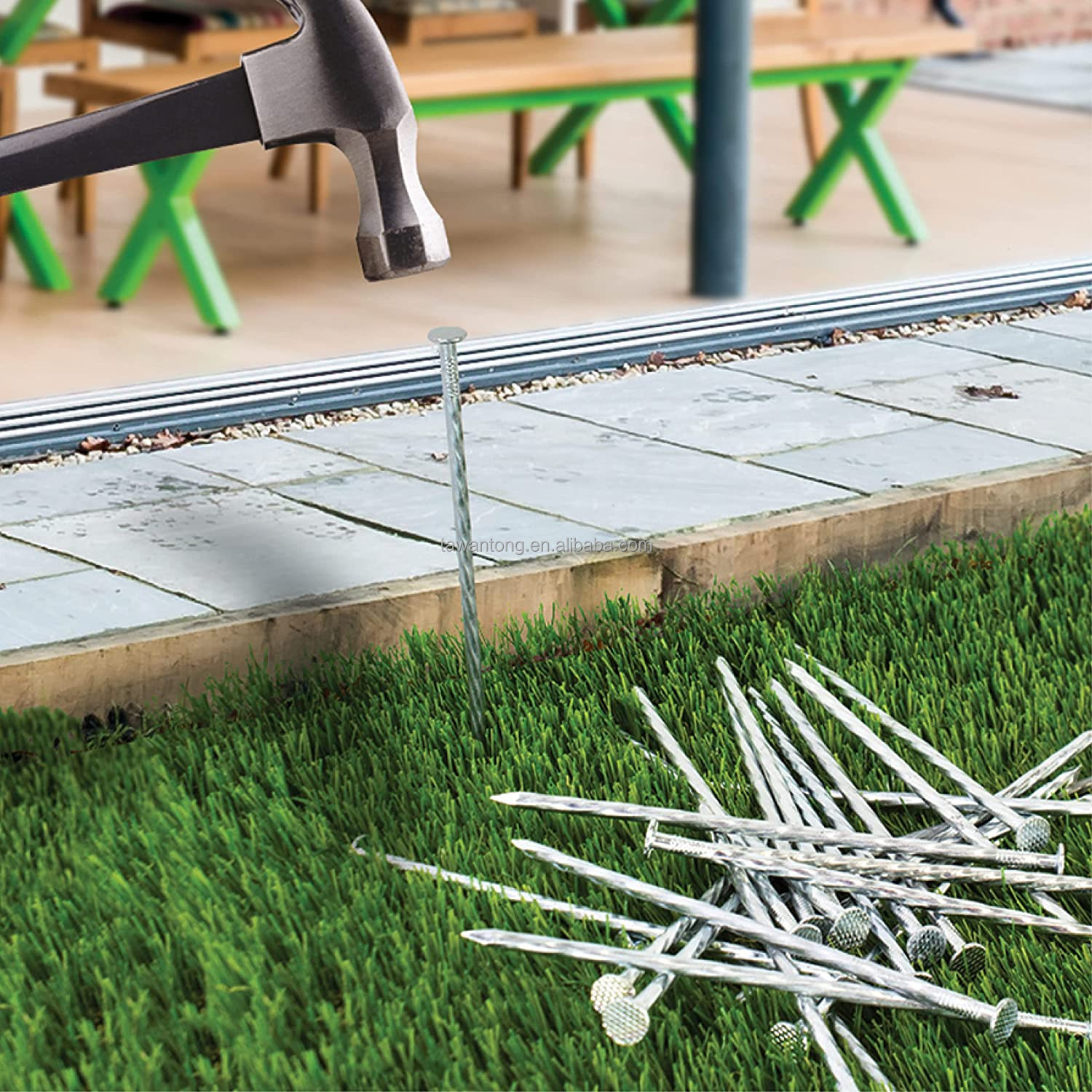 10inch Common Nail Galvanized Metal Spiral Nails for Artificial Grass Landscape Stake