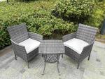 Grey 2 Seater Rattan Table And Chairs Bistro Patio Seating Chair Garden