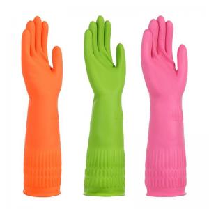Wholesale WaterProof Latex Free Dishwashing Gloves 38CM Flock Lined Household Gloves from china suppliers