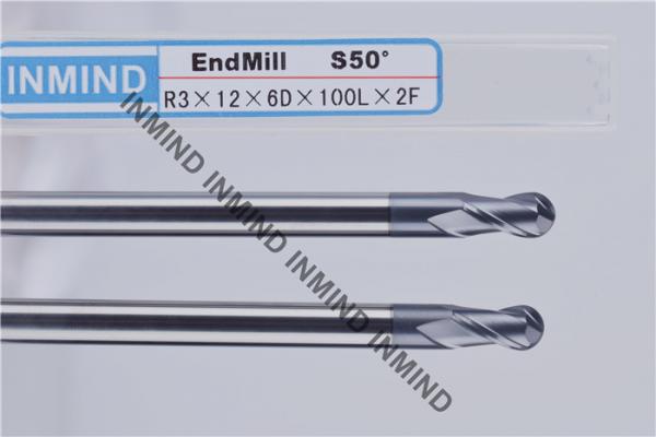 Extra Long Carbide Ball Nose End Mills With 12 mm Flute Length 6 mm Shank Dia
