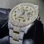 Round Cut Moissanite Watch Rolex Fine Jewelry Hip Hop Diamond Watch For Men