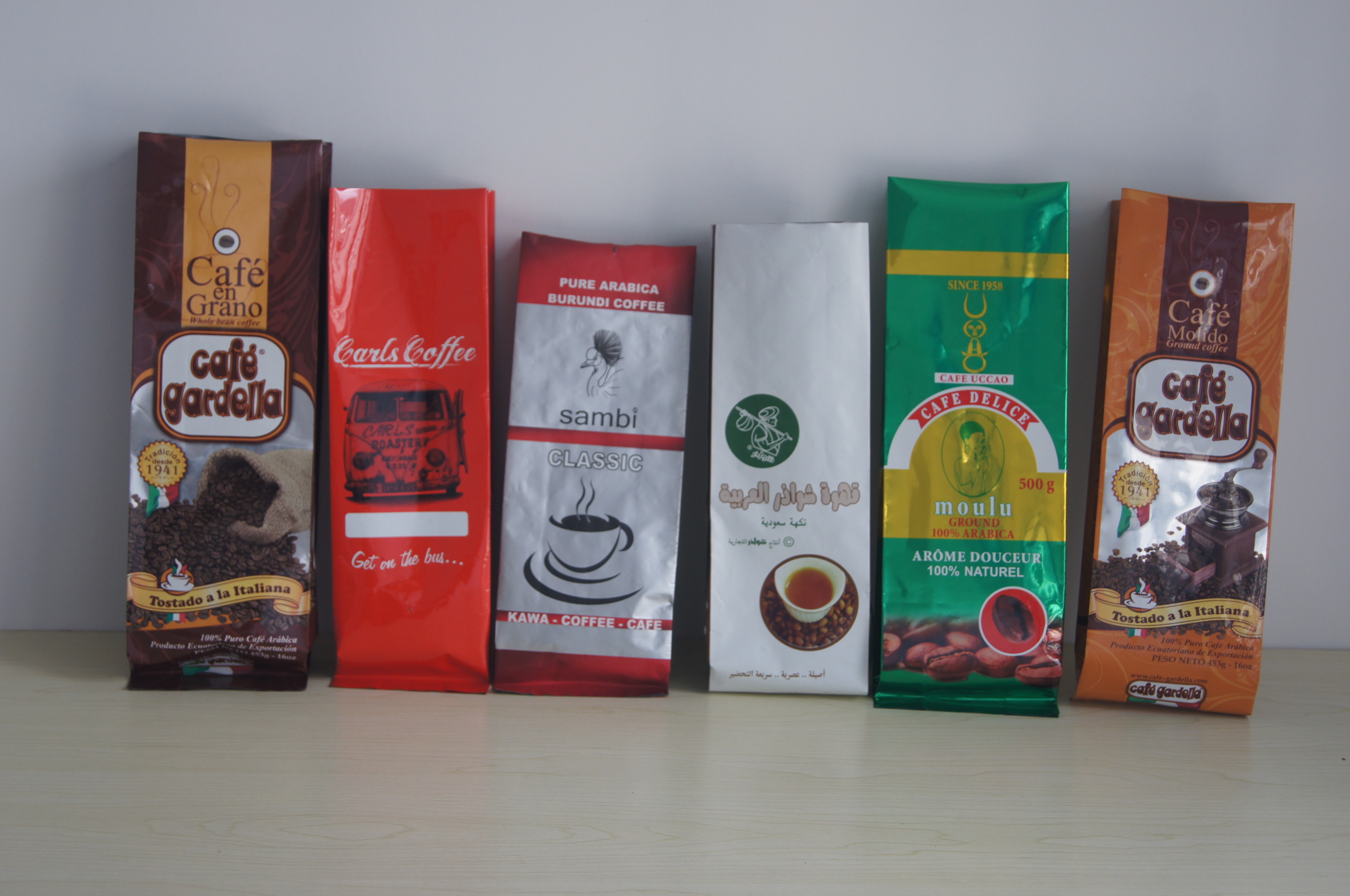 Durable Side Gusset Flat Bottom Tea Packaging Bags Coffee Beans Plastic Bag